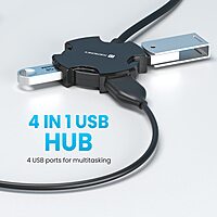 Portronics Mport 4C 4-in-1 USB Hub – Black: Compact and versatile, this hub features 4 USB ports for seamless connectivity. Ideal for laptops and desktops, it enhances productivity with ease.