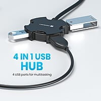 Portronics Mport 4C USB Hub (4-in-1), with 4 x USB 2.0 Ports, 1.2 Metre Long Cable and up to 480 Mbps High-Data Transfer Speeds