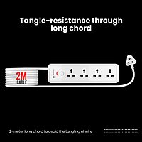 Portronics Power Plate 11 Extension Board – 4 Sockets, 1500W, 2m Cord, White