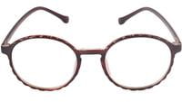 Unisex Medium Round Spectacle Frame. Brown Color Frame. Transparent ARC Lens.