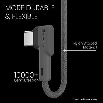 Portronics Konnect L Type-C Cable – 2M, 3A Fast Charge, durable design, perfect for quick data transfer and charging, compatible with various devices, ideal for home and office use.