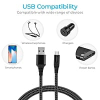 Ambrane Type C Cable 3A Fast Charging 1M Braided Cable for Smartphones, Tablets, Laptops & other Type C devices, 480Mbps Data Sync, Quick Charge 3.0 (RCT 10