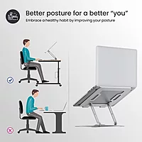 Portronics K9 Laptop Stand – White, Adjustable & 360° Rotatable, Ergonomic