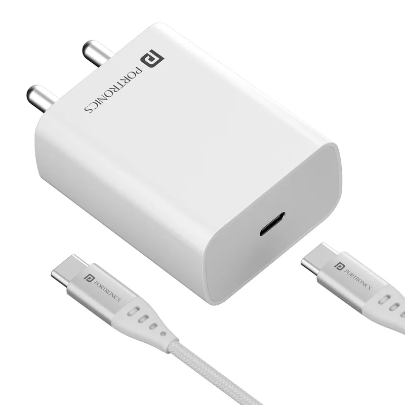 Portronics 1633 Adapto 24 Charger – 24W PD Fast Charge | White
