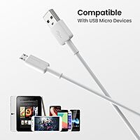 Portronics Konnect Link – Micro USB Cable, 3A, 1M White, durable and fast charging, perfect for smartphones and devices, tangle-free design, reliable performance, ideal for everyday use.