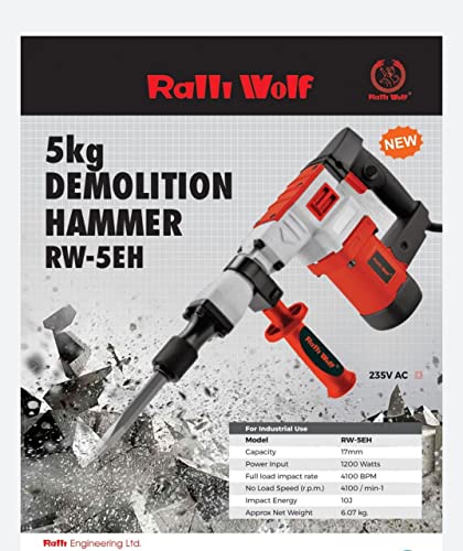 SDS Plus Concrete Demolition Hammer Machine, 5Kg RW5EH Electric: Ralli Wolf SDS Plus Concrete Demolition Hammer Machine, 5Kg RW5EH Electric: Ralli Wolf