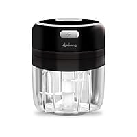 Lifelong USB Rechargeable Wireless Electric Chopper with Stainless Steel Blades 250 ML (Black) 30 Watts