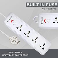 Lapcare LAPEX‑123 extension board: 4 universal sockets with single LED-switch, 2 m cord, 6 A/1440W rating and built‑in surge protection.