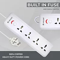 Lapcare LAPEX‑123 extension board: 4 universal sockets with single LED-switch, 2 m cord, 6 A/1440W rating and built‑in surge protection.