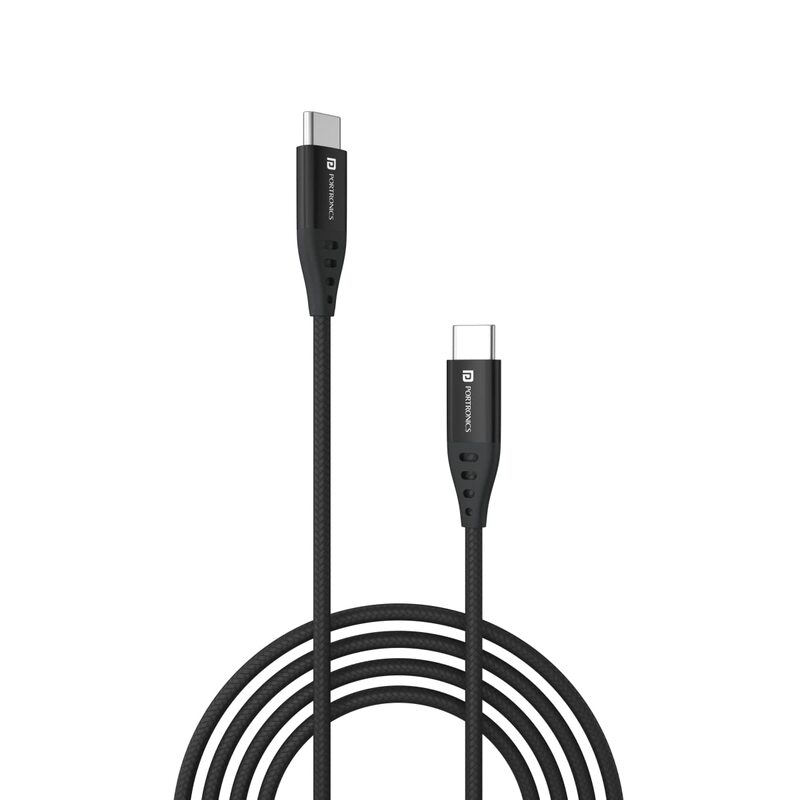 Portronics Konnect C1 20W PD Type-C Cable – Black, 1m. Fast charging and data transfer, durable design, compatible with various devices, perfect for home and office use. Reliable and efficient.