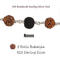 925 Sterling Silver Handmade Tied Rudraksha and Karungali Bracelet