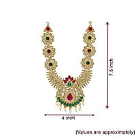 SRIMATHI JEWELLERS Divine Gracful diety Multi-Stone Haram for the Gods | Maanga design necklace | Unique Design necklace for girls & Womens | Traditional jewellery necklace for womens