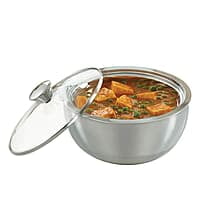 Borosil Stainless Steel Solid Curry Server Bowl - 500 ml, 1 Piece, Silver