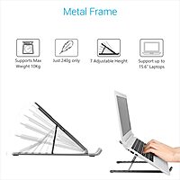 Portronics My Buddy K2 Laptop Stand – Metal Build | Portable Design | Grey | 1 Year Warranty