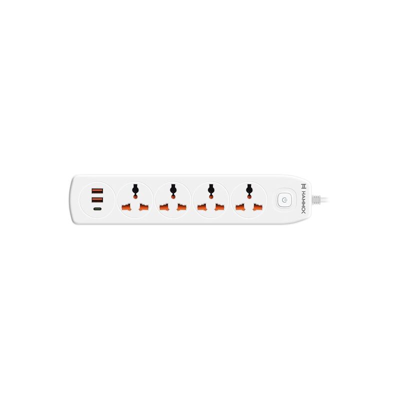 HAMMOK Halo 4+1 Socket Extender – 5M Cable | Surge Protection | Multi-Device Charging | Home & Office Use