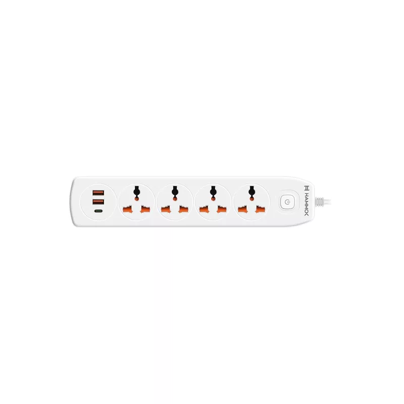 HAMMOK Halo 4+1 Socket Extender – 5M Cable | Surge Protection | Multi-Device Charging | Home & Office Use
