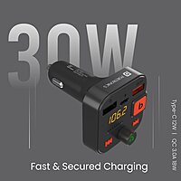 Portronics Auto 20 | Bluetooth Car Audio & 30W Charger - Enjoy seamless music streaming and fast charging on the go. Compact design, powerful sound, and quick charge for your devices!