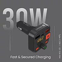Portronics Auto 20 | Bluetooth Car Audio & 30W Charger - Enjoy seamless music streaming and fast charging on the go. Compact design, powerful sound, and quick charge for your devices!