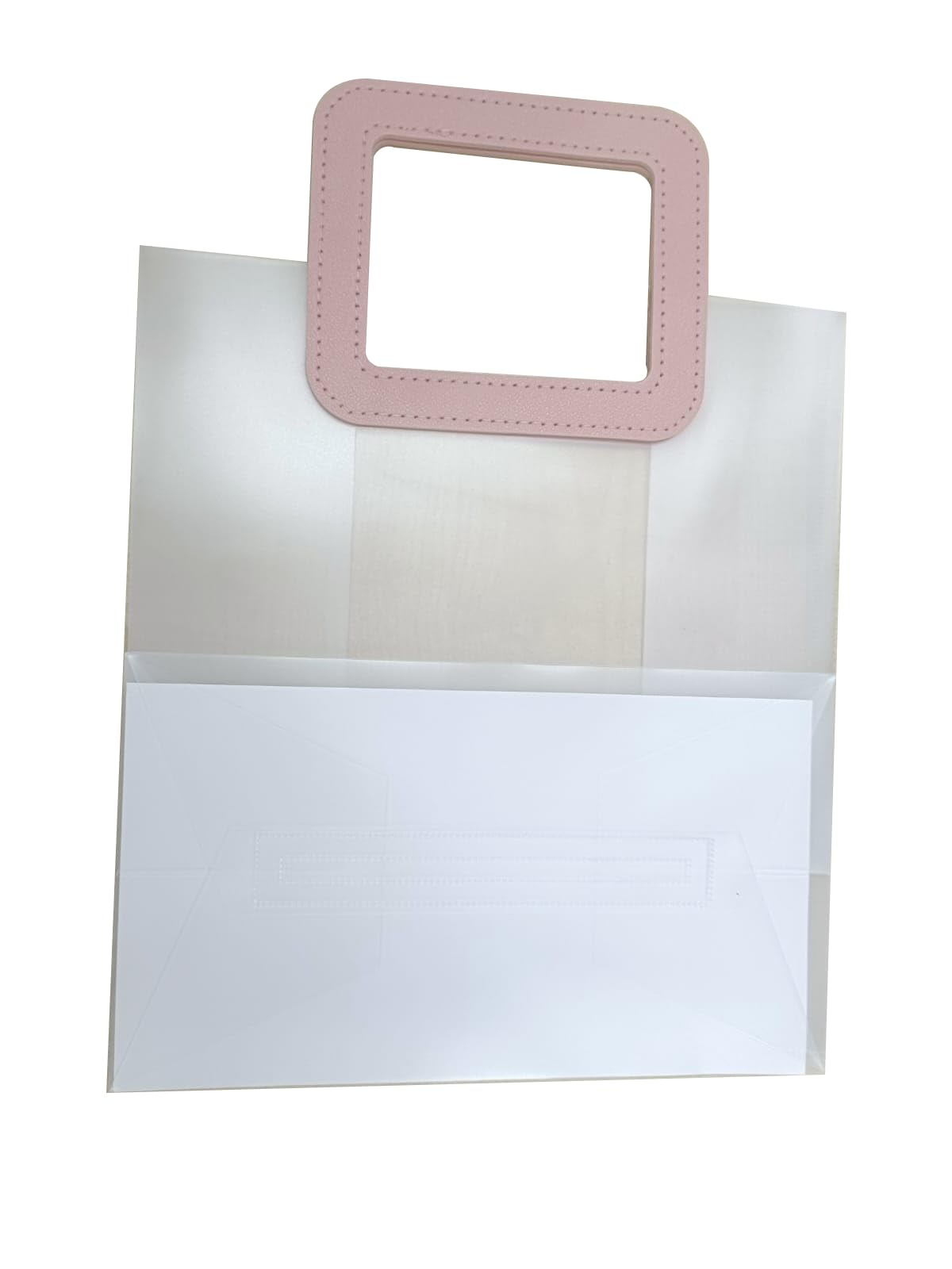 Set of 6 Peach Transparent Medium PVC Gift Bags with Square Handle | Waterproof Transparent Tote Bags for Weddings, Birthdays, Shopping, Party Favors