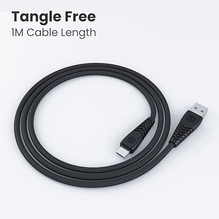 Portronics Konnect Core Type C Cable Tangle-Free with 3A Rapid Charging & 480mbps Data Transmission, 1 Meter Length(Black)