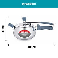 Borosil Pronto Edge Induction Base Inner Lid Stainless Steel Pressure Cooker, 5 L