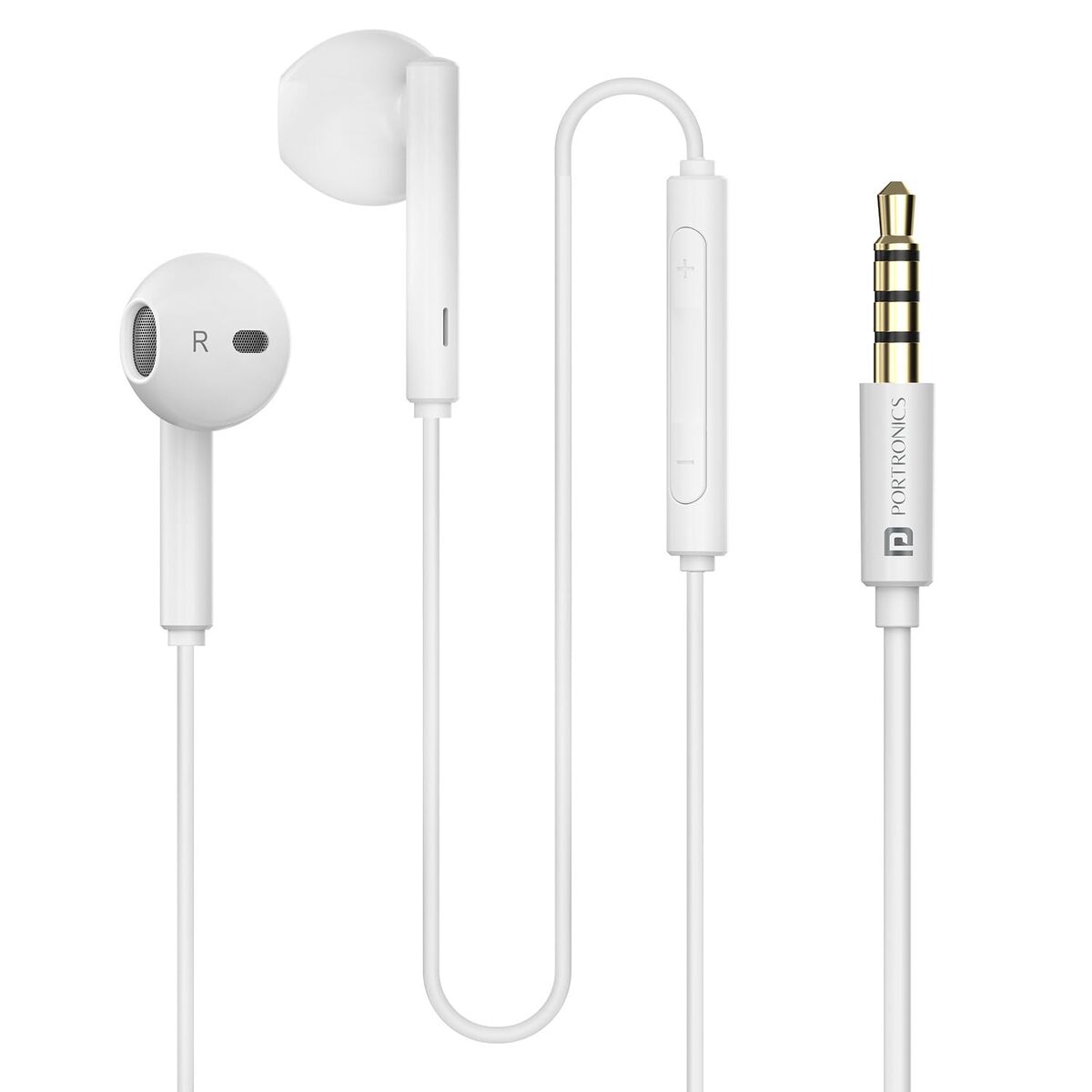 Portronics Conch Theta A In-Ear Earbuds – 3.5mm | On/Off/Volume Switch | White | 6 Months Warranty