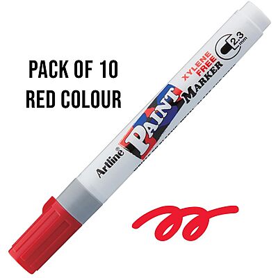 Artline Red Plastic Body Paint Marker – Permanent | Pack of 10