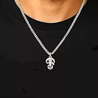 Sterling Silver Chain With God Kartikeya Subrahmanya Pendant
