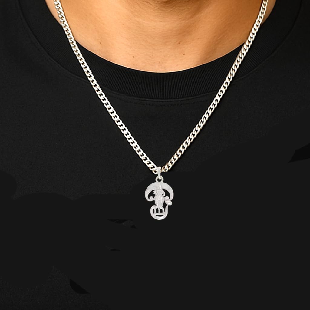 Sterling Silver Chain With God Kartikeya Subrahmanya Pendant