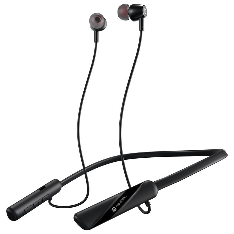 Portronics Harmonics Z10 Bluetooth In-Ear Headset – V5.3, Type-C | 35Hrs Play Time | Black