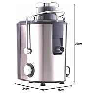Borosil Primus Plus Juicer, 500 W, Stainless Steel Centrifugal Juicer, 1.25 L Pulp Collector, 64 mm Feed Chute, Silver