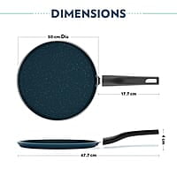 Borosil ProChef Non-Stick Aluminum Flat Tawa 30 cm | Gas Stove Compatible, Thick Uniform Body for Even Heating, Dishwasher Safe | 5 Layer Nonstick Coating, PFOA Free | 1 Year Warranty | Blue