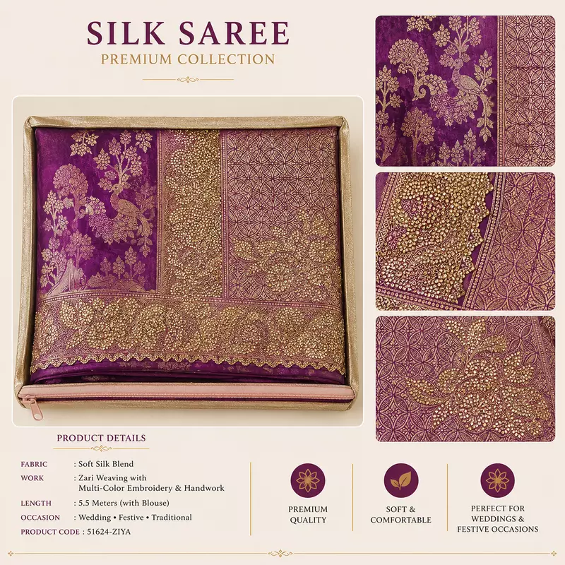 Silk Saree DN.51624-ZIYA MASLIN-Royal Purple