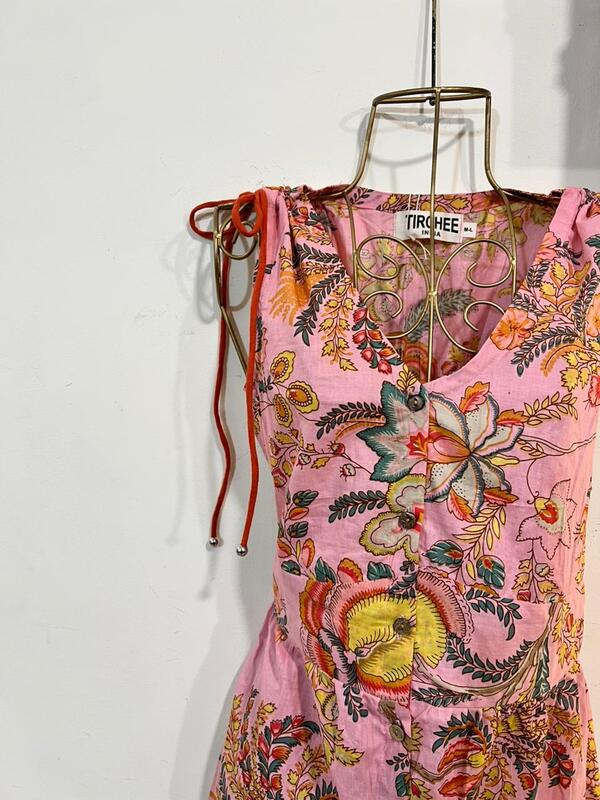 Leher's Sleeve-Less Fit & Flare Dress - Light Pink & Flowers