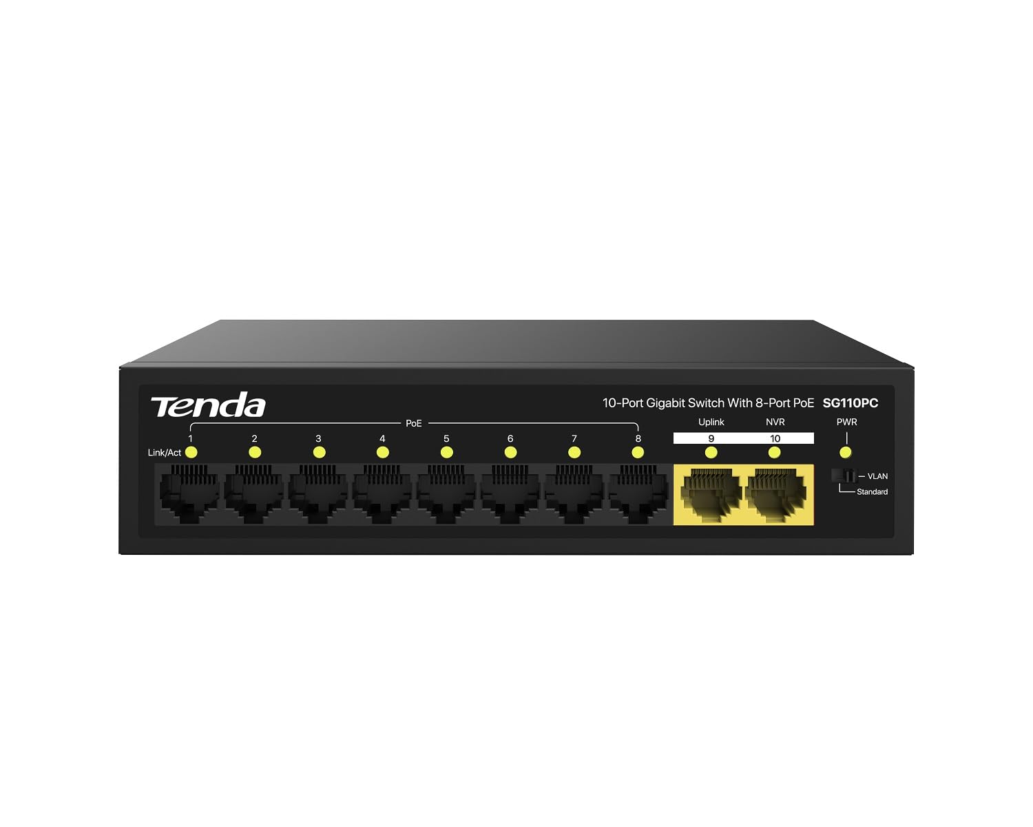 Tenda SG110PC 10-Port Gigabit Lite PoE Switch with 8-Port PoE (Black) Tenda SG110PC 10-Port Gigabit Lite PoE Switch with 8-Port PoE (Black)