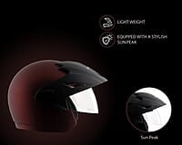 Vega Cruiser ISI Certified Matt Finish Lightweight & Compact with Peak Open Face Helmet for Men and Women with Clear Visor