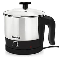Borosil 1 L 600W Stainless Steel Omni Electric Kettle with Egg and Momo Tray | Water Heater Jug | Auto Cut-off, Overheat & Dry Boil Protection | Multipurpose Kettle | 1 Year Warranty