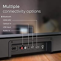 Philips HTL8162 2.1CH 160W Bluetooth Soundbar with Wireless Subwoofer – HDMI ARC, Metal Grille, Glass Top & Touch Control, Black Philips HTL8162 2.1CH 160W Bluetooth Soundbar with Wireless Subwoofer – HDMI ARC, Metal Grille, Glass Top & Touch Control, Black