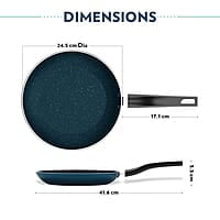 Borosil ProChef Non-Stick Aluminum Fry Pan 24 cm | Gas Stove Compatible, Thick Uniform Body for Even Heating, Dishwasher Safe | 5 Layer Nonstick Coating, PFOA Free | 1 Year Warranty | Blue