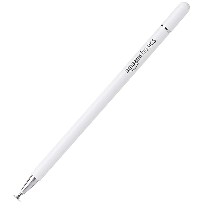 Stylus Pen for Android & iOS All Touchscreen Devices | Fine Point Disc Tip|Lightweight Metal Body with Magnetic Cover - White