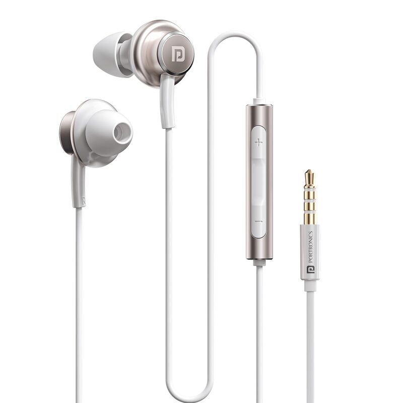 Portronics Conch Sigma A In-Ear Earbuds – 3.5mm | On/Off/Volume Switch | White | 6 Months Warranty