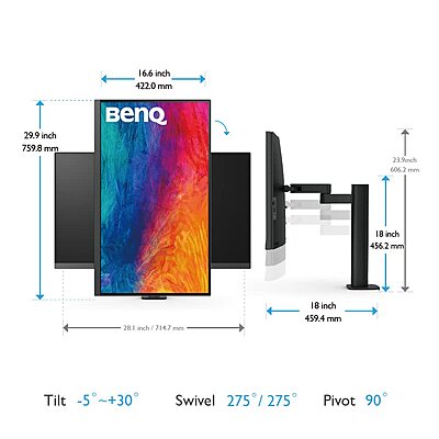 BenQ 32-inch, Ergo Arm,60Hz, 4K UHD sRGB HDR10 USB-C Designer Monitor, PD3205UA