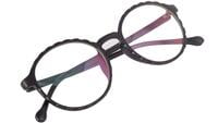 Unisex Medium Round Spectacle Frame. Glossy Black Color Frame. Transparent ARC Lens.