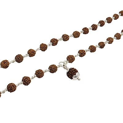 Silver tied Rudraksha Mala With Ruthratcham Pendant|With Certificate
