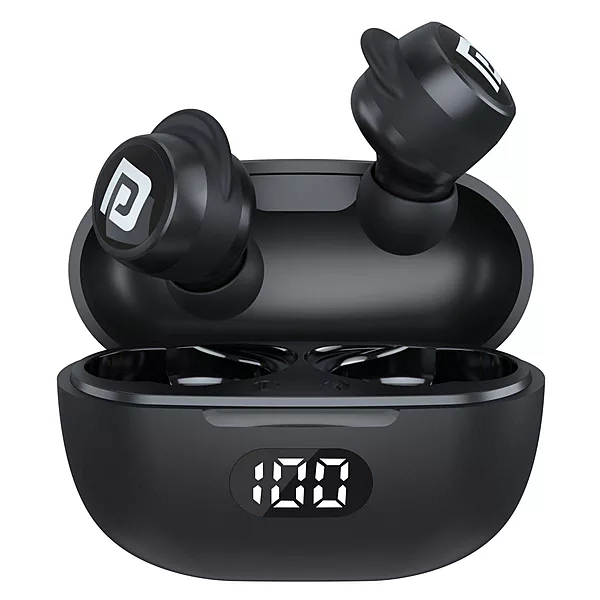 Portronics Twins S5 – TWS Earbuds, LED Display, 15H Battery Life, Bluetooth 5.0, Touch Control, Noise Isolation, Compact Design, Black Color, Perfect for Music & Calls, Lightweight & Portable.