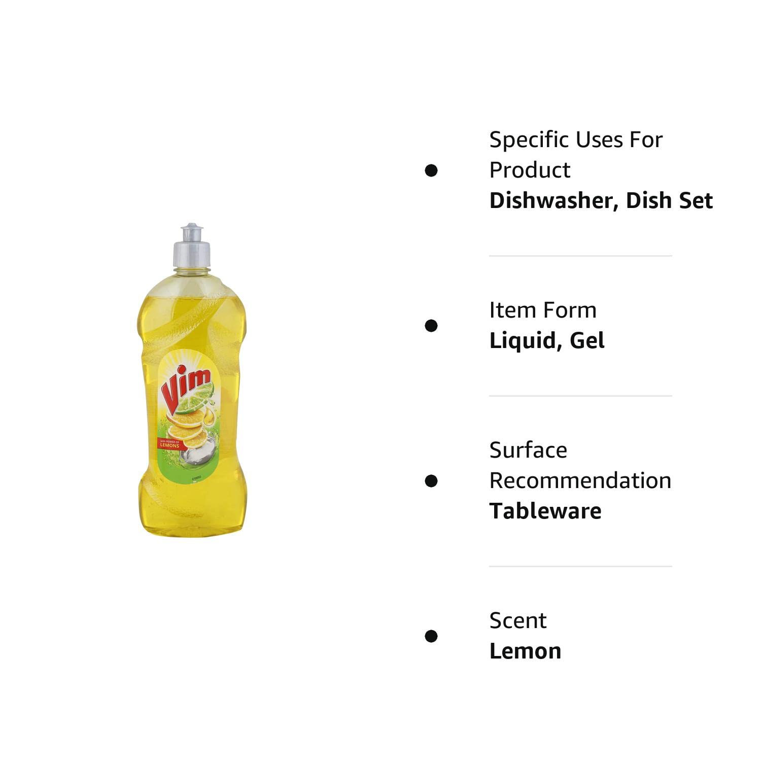 Vim Dishwash Liquid Gel Lemon, 500 ml Bottle