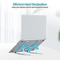 Portronics My Buddy K Lite Laptop Stand – Blue, Foldable, lightweight design, adjustable height, ergonomic support, enhances airflow, compatible with all laptops, perfect for home and office use.