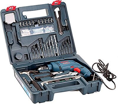 Bosch Professional GSB 500 RE Corded-Electric Drill Tool Set, 10 mm (Blue), 500 Watt, (100 Pc Accessory Set)
