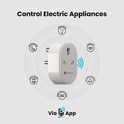 Portronics Splug 16 – 16A WiFi Smart Plug, compatible with Alexa & Google Assistant. Control devices remotely, set schedules, and monitor energy usage for a smarter home experience.