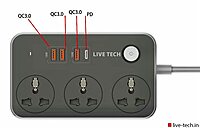 Live Tech PS 06C Surge Protector – Fast Charge Strip offers 6 AC outlets and 2 USB ports for quick charging. Protects devices from surges with a compact design, ideal for home or office use.